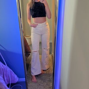 Bershka Cream Wide leg pants